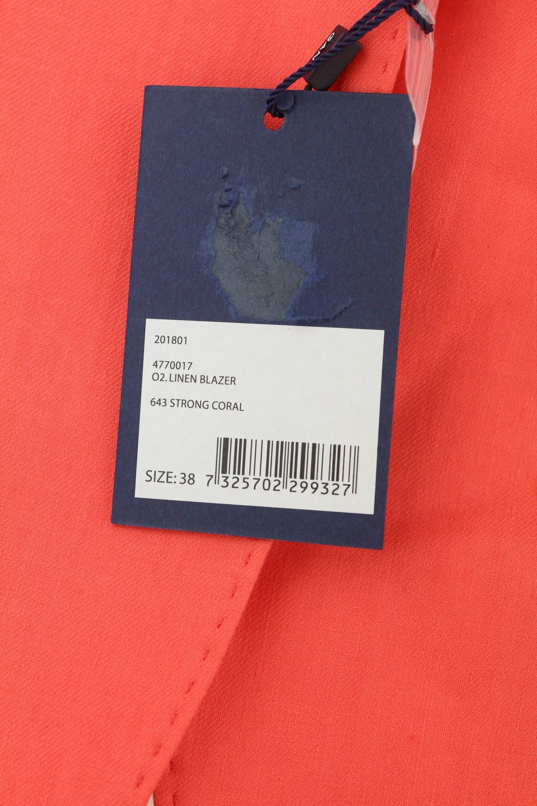 GANT moteriškas švarkas, 38 dydžio koralų spalvos, lino mišinio, su įpjova atvartu, vienaeilis, su logotipo pamušalu. 