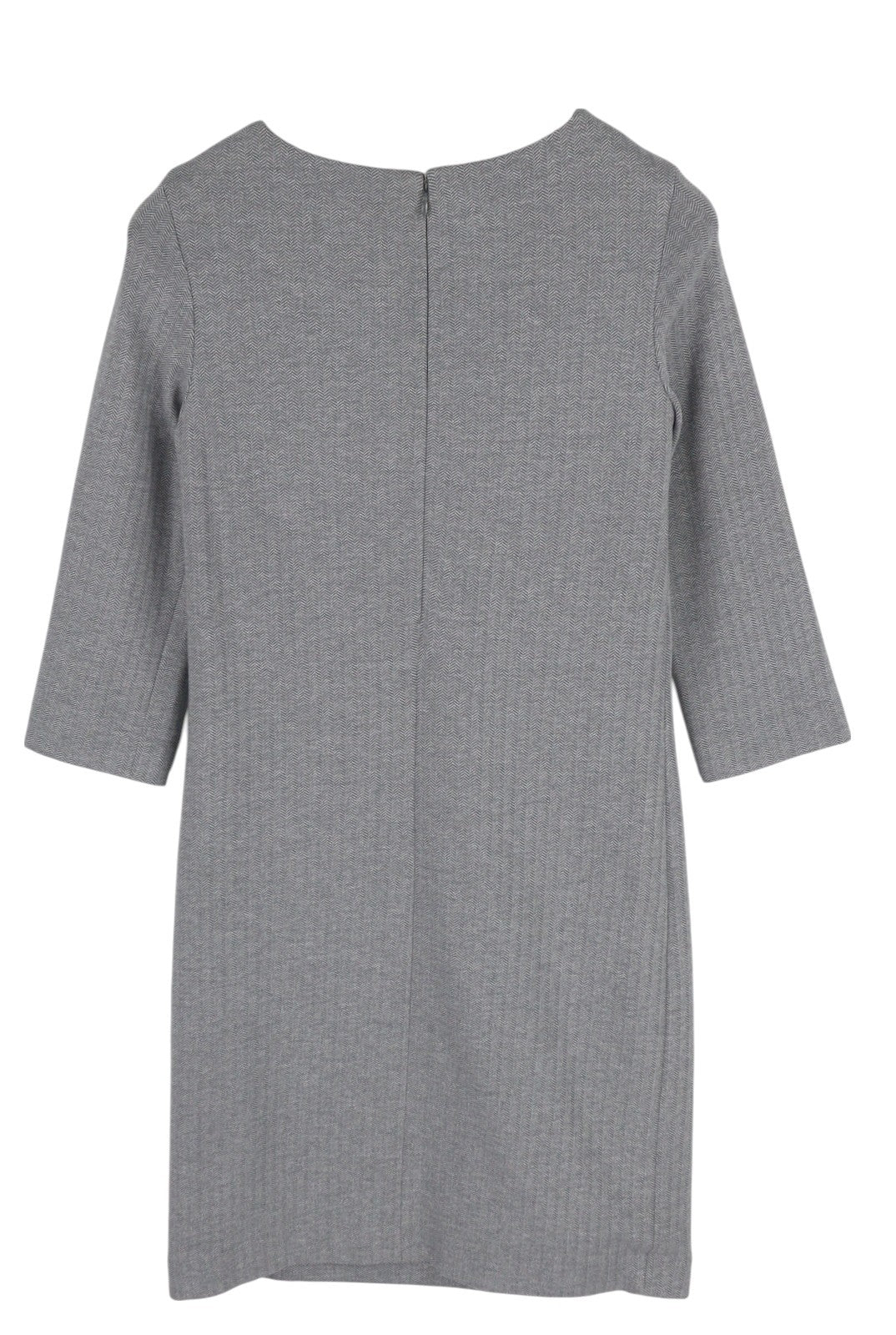 GANT „Herringbone“ džersio moteriška suknelė, 34 dydžio, pilkai melanžinė, apvali iškirptė, 3/4 rankovės. 