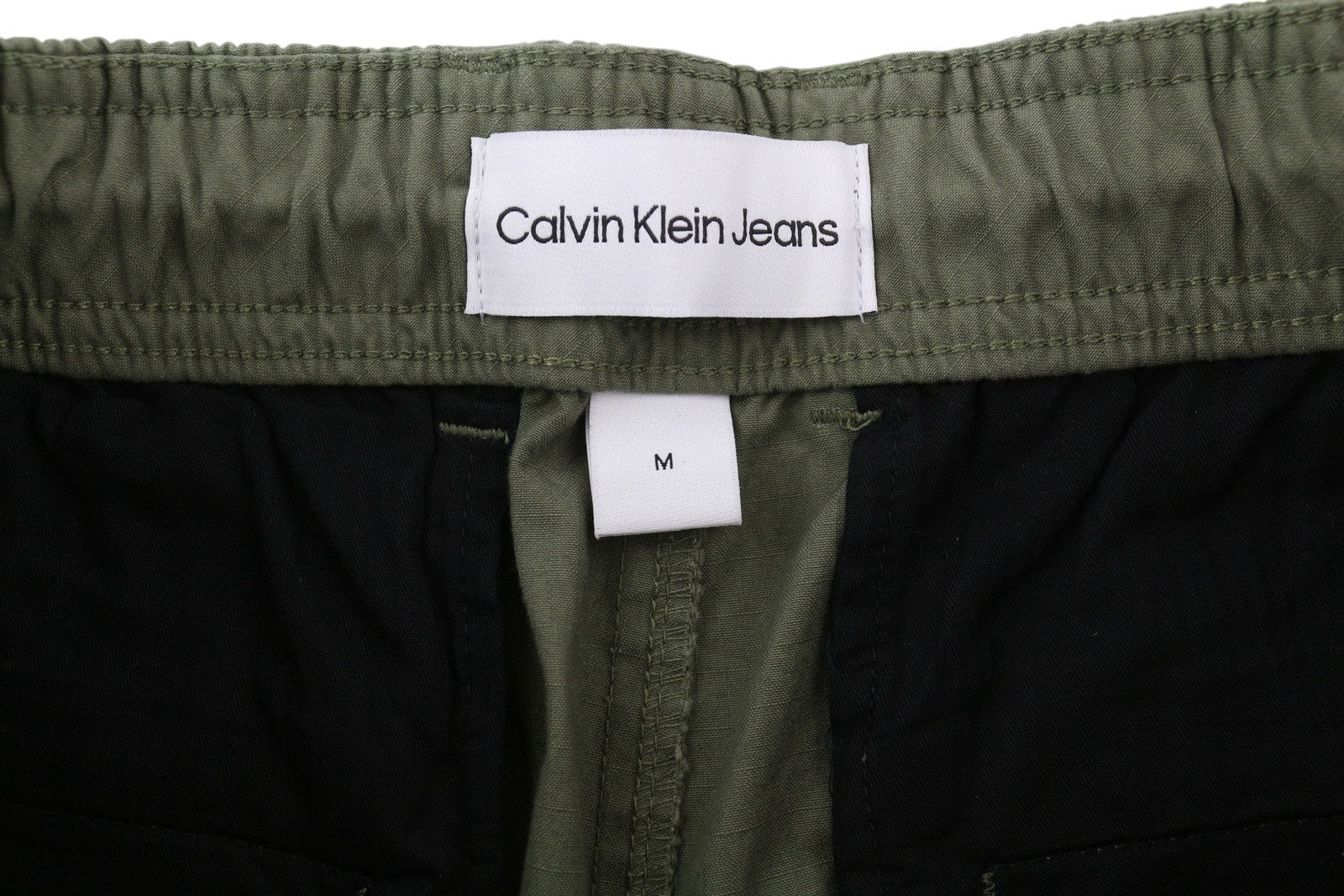 CALVIN KLEIN Essential Regular vyriškos kelnės M žalios krovininės su elastingu juosmeniu logotipu
