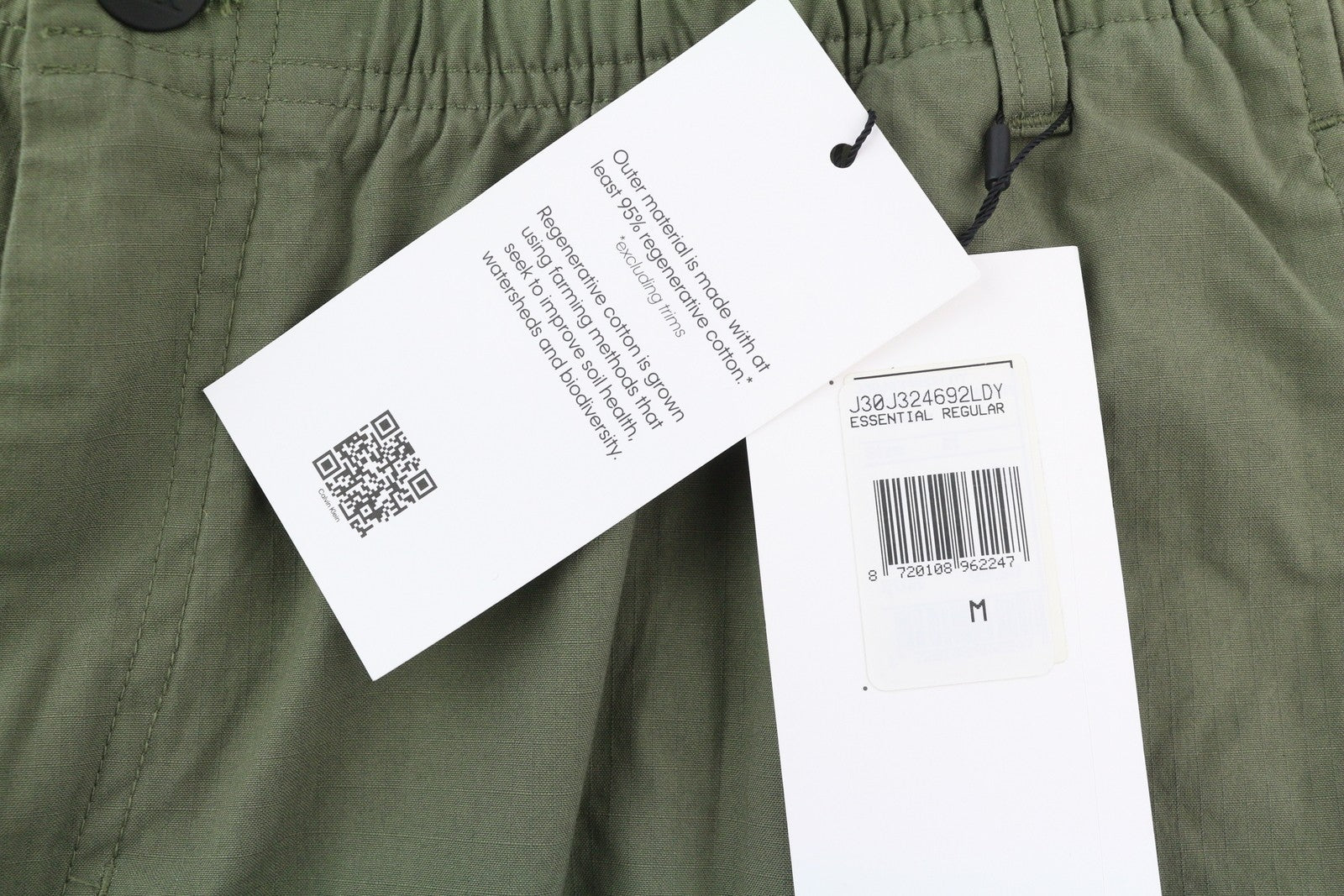 CALVIN KLEIN Essential Regular vyriškos kelnės M žalios krovininės su elastingu juosmeniu logotipu