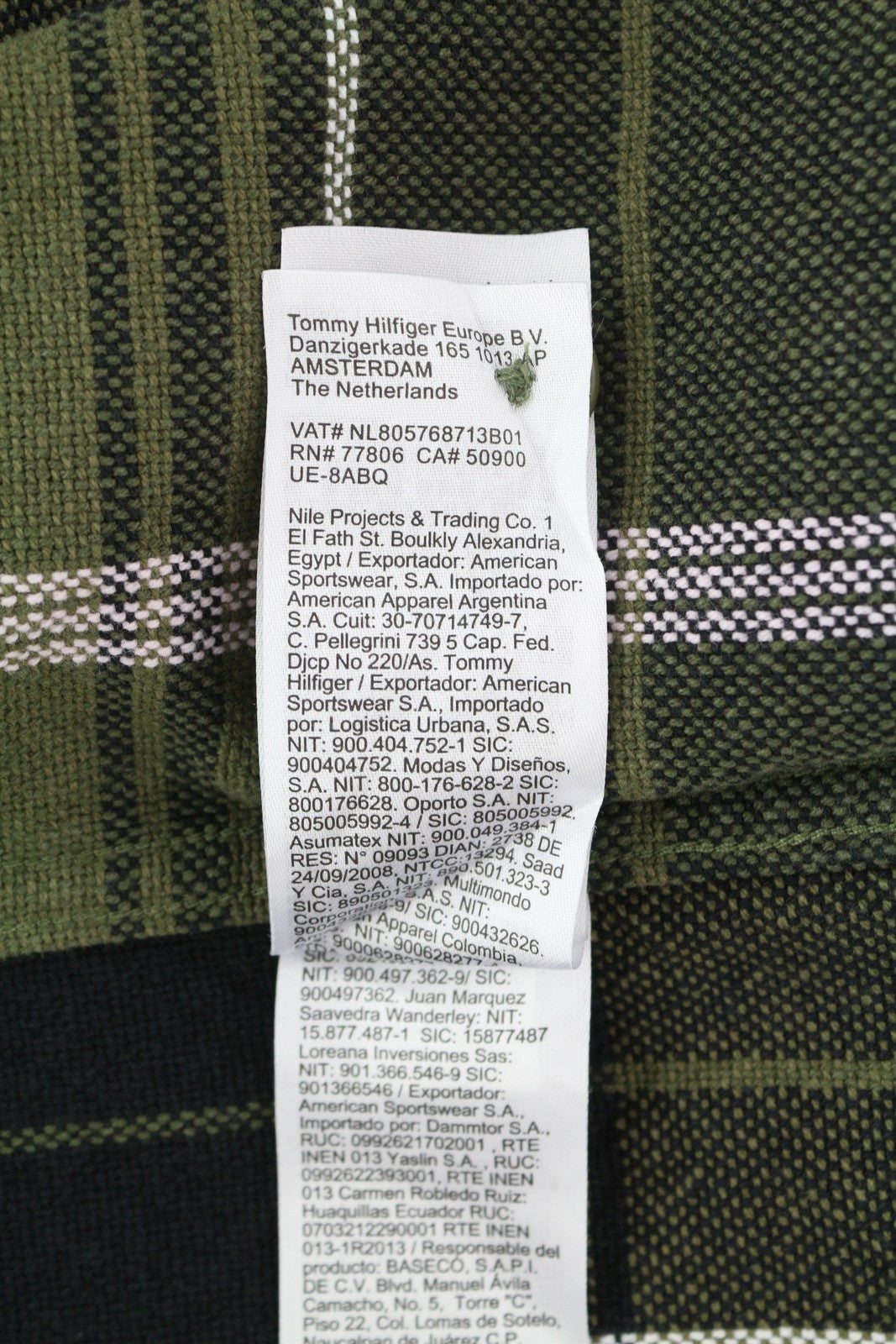 TOMMY HILFIGER vyriški marškinėliai su šukuotais languotais 2XL dydžio marškinėliai su flaneliniais, storais mygtukais, žali. 