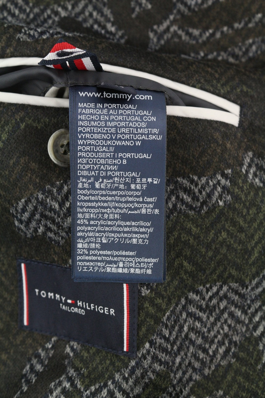 TOMMY HILFIGER Džersio Raw Cut Slim vyriškas švarkas XS kamufliažinis THFlex vilnos mišinys 