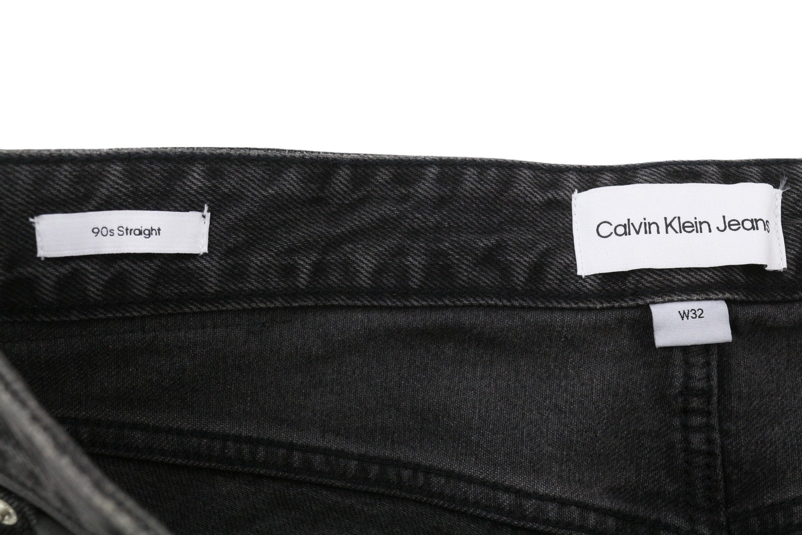 CALVIN KLEIN 90-ųjų tiesūs vyriški džinsai W32 juodi su užtrauktuku ir kišenėmis džinsinio audinio, rekomenduojama kaina – 119 € 