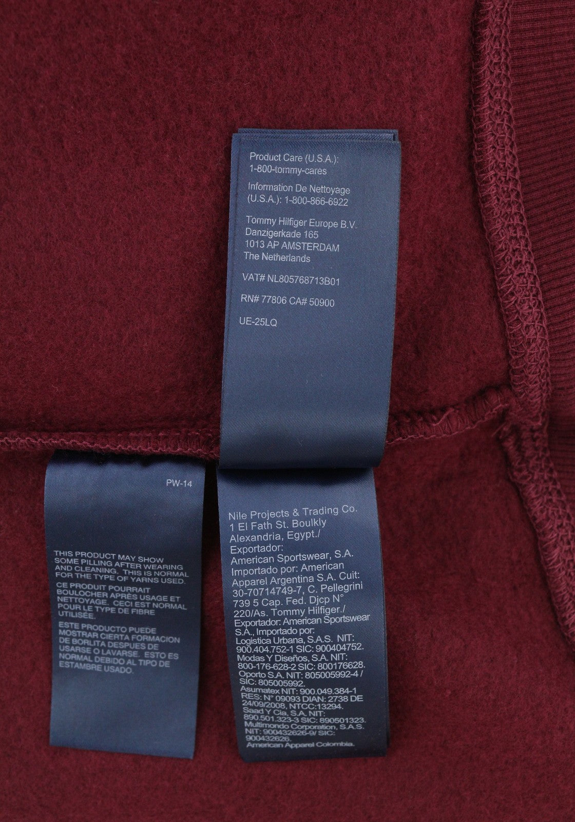 TOMMY HILFIGER Req Linear vyriškas megztinis L bordo spalvos su kengūros kišene 