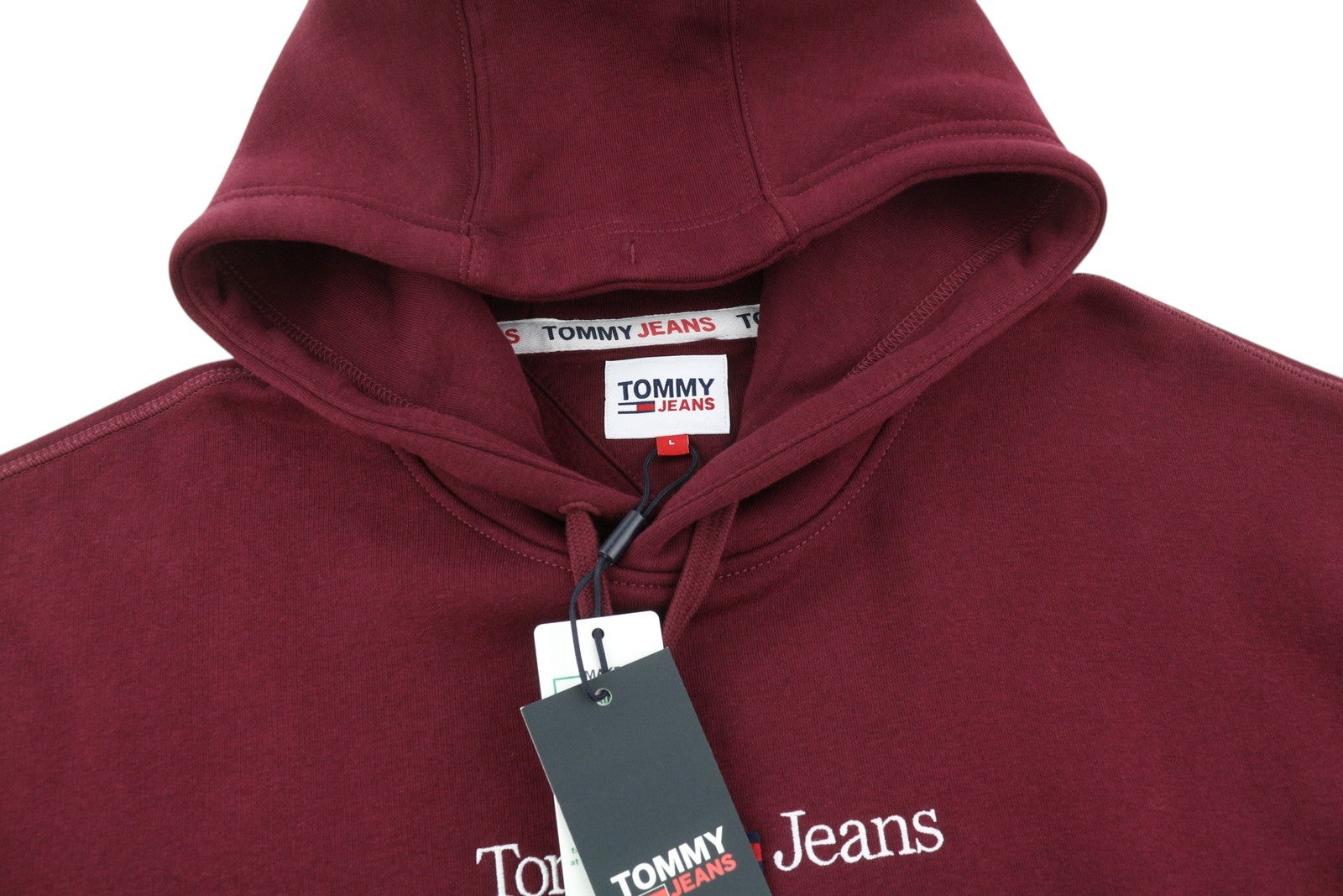 TOMMY HILFIGER Req Linear vyriškas megztinis L bordo spalvos su kengūros kišene 