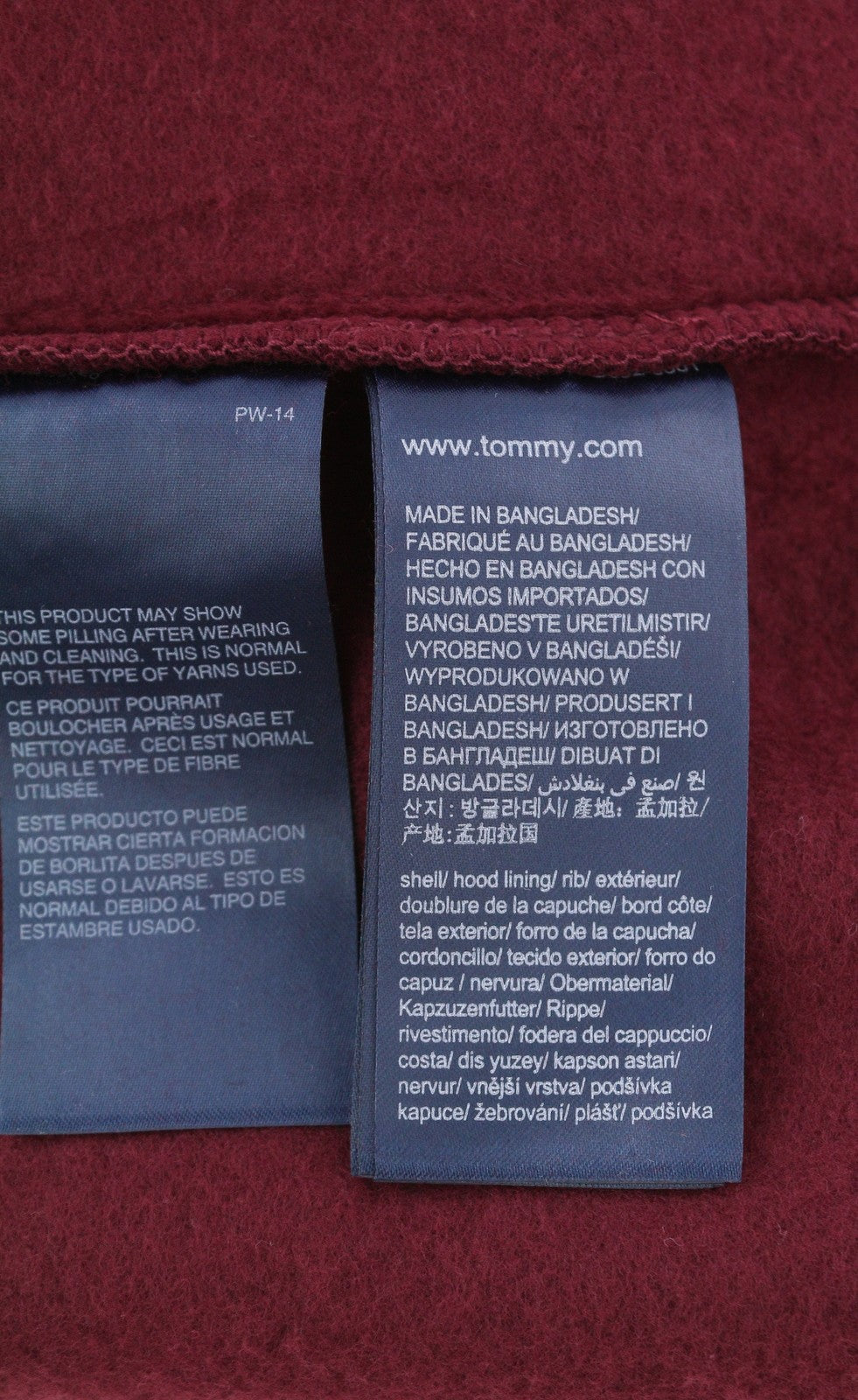 TOMMY HILFIGER Req Linear vyriškas megztinis L bordo spalvos su kengūros kišene 