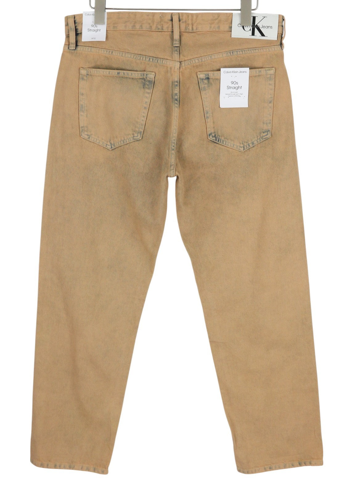 CALVIN KLEIN 90-ųjų tiesūs vyriški džinsai W32 išblukintos rudos spalvos su užtrauktuku ir logotipu, rekomenduojama kaina – 119 € 