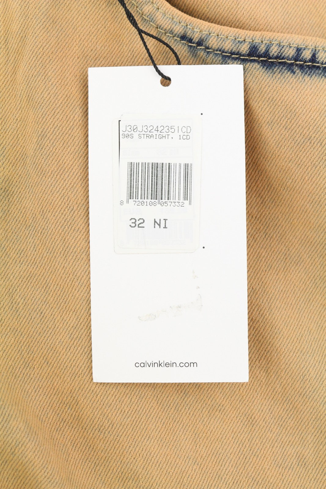 CALVIN KLEIN 90-ųjų tiesūs vyriški džinsai W32 išblukintos rudos spalvos su užtrauktuku ir logotipu, rekomenduojama kaina – 119 € 