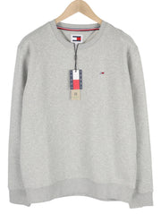TOMMY HILFIGER Regular Fleece C Neck vyriškas megztinis XL dydžio melanžo pilkas megztinis 