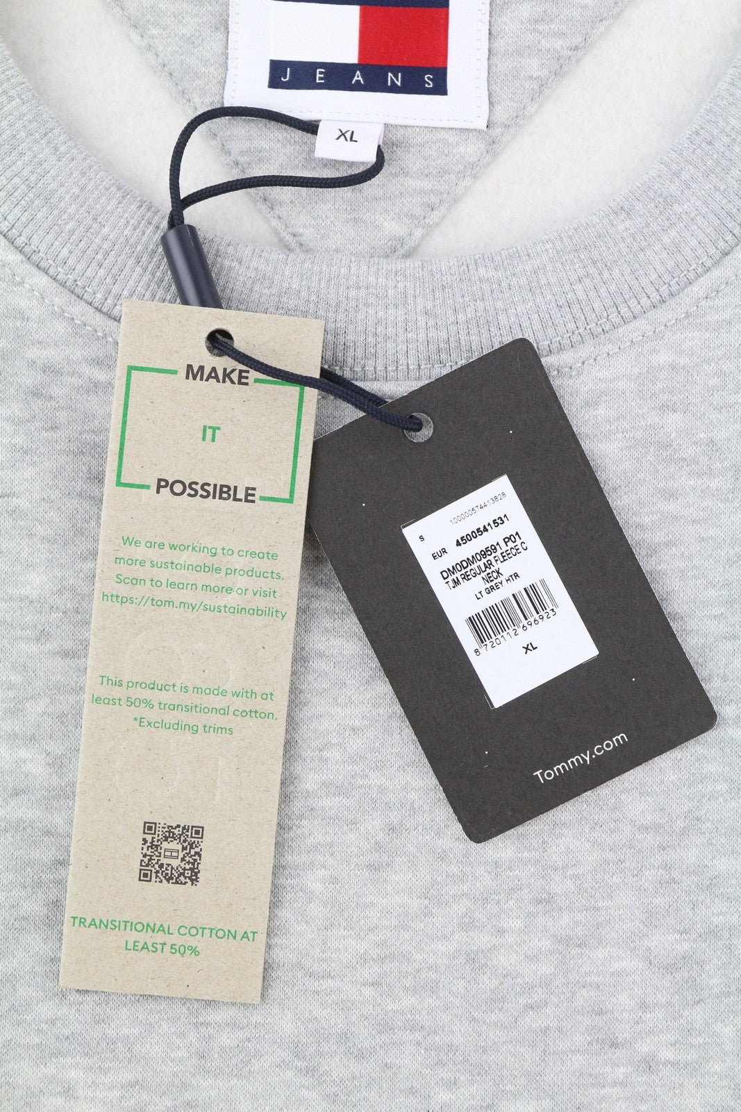 TOMMY HILFIGER Regular Fleece C Neck vyriškas megztinis XL dydžio melanžo pilkas megztinis 