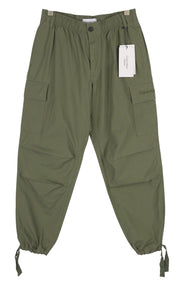 CALVIN KLEIN Essential Regular vyriškos kelnės XS žalios su elastingu juosmeniu ir logotipu 