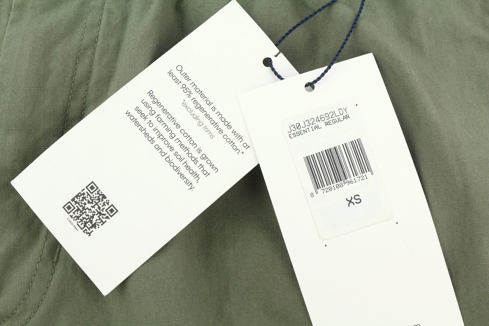 CALVIN KLEIN Essential Regular vyriškos kelnės XS žalios su elastingu juosmeniu ir logotipu 