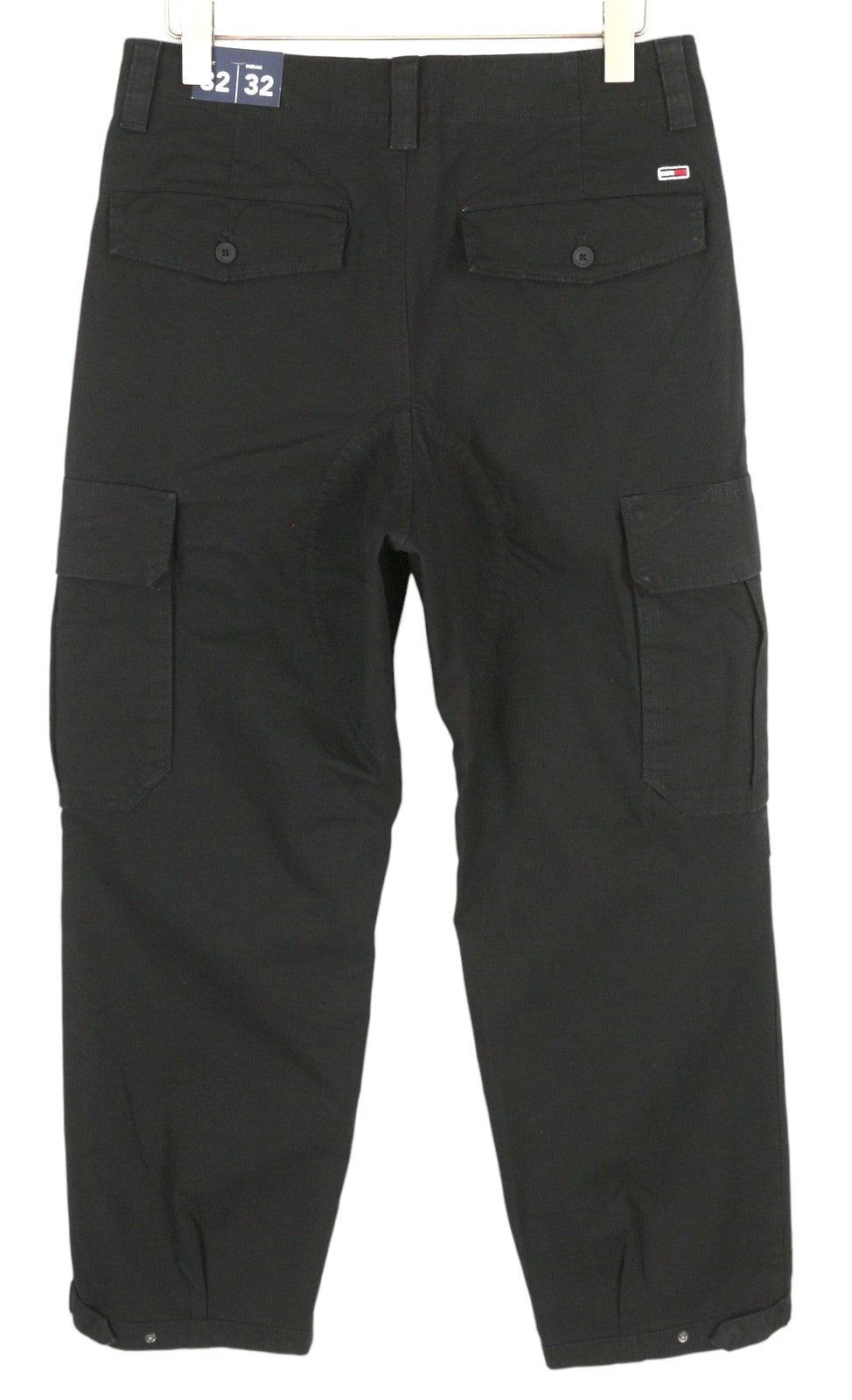 TOMMY HILFIGER Aiden Baggy Cargo vyriškos kelnės W32/L32 juodos tekstūruotos užtrauktuku