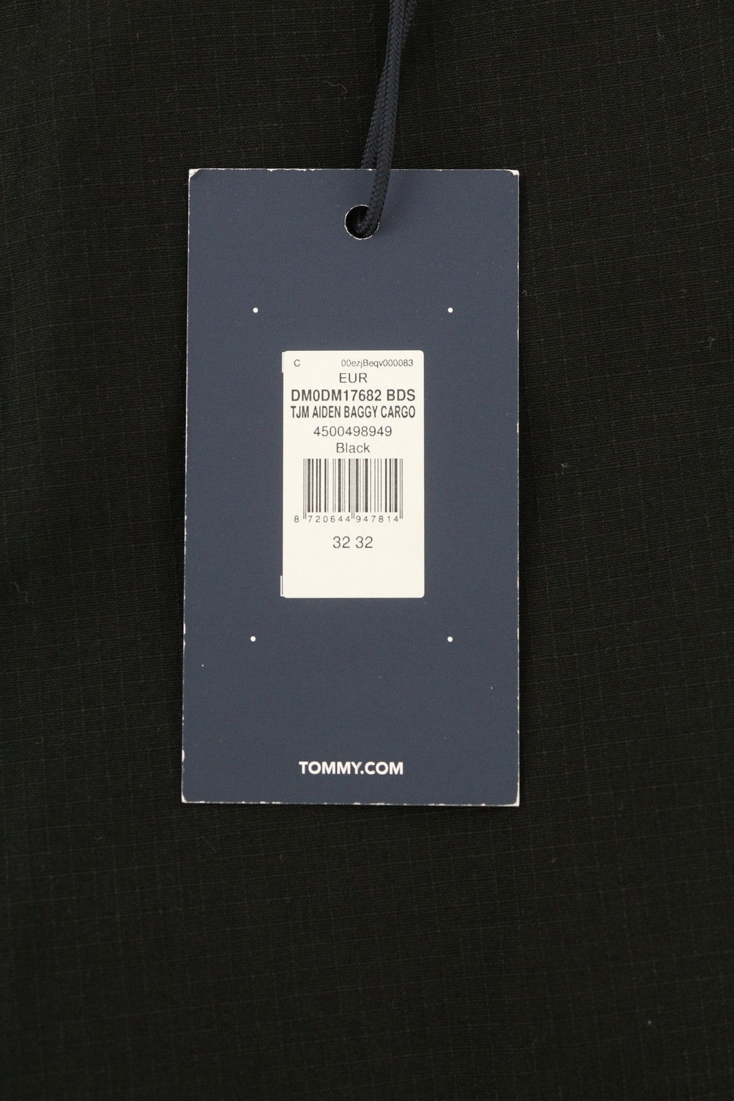 TOMMY HILFIGER Aiden Baggy Cargo vyriškos kelnės W32/L32 juodos tekstūruotos užtrauktuku