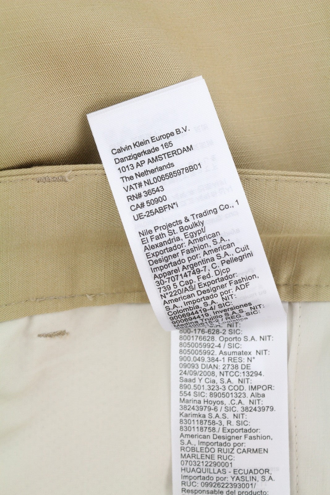 CALVIN KLEIN Piece Dyed Tencel siaurėjančios vyriškos kelnės W34/L32 rudos lino mišinio 