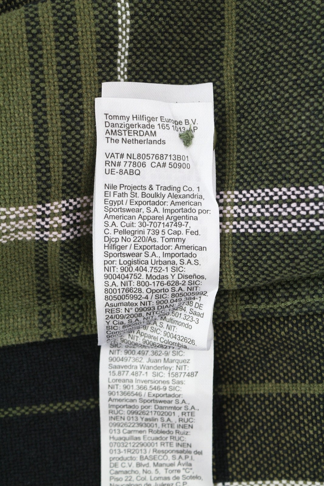 TOMMY HILFIGER vyriški marškinėliai su šukuotais languotais langais, S dydžio flaneliniai marškinėliai su storomis sagomis, žali.