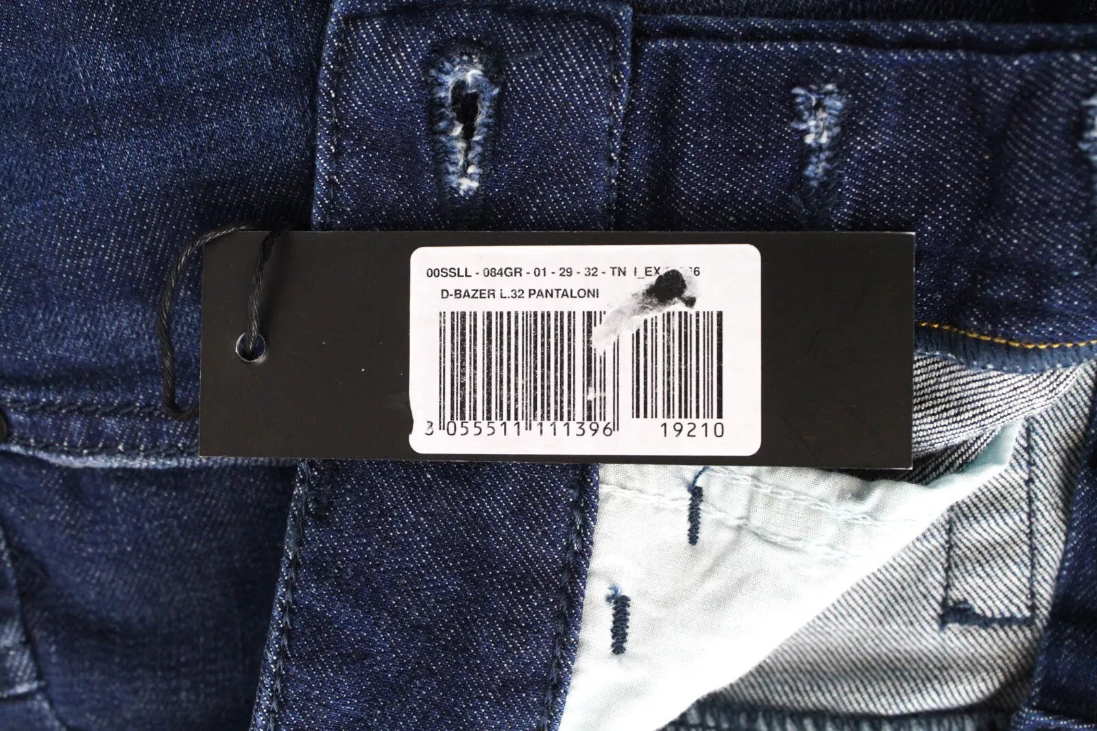 DIESEL D-Bazer 084GR vyriški siaurėjantys skalbti mėlyni medvilniniai tamprūs džinsai W29 L32 