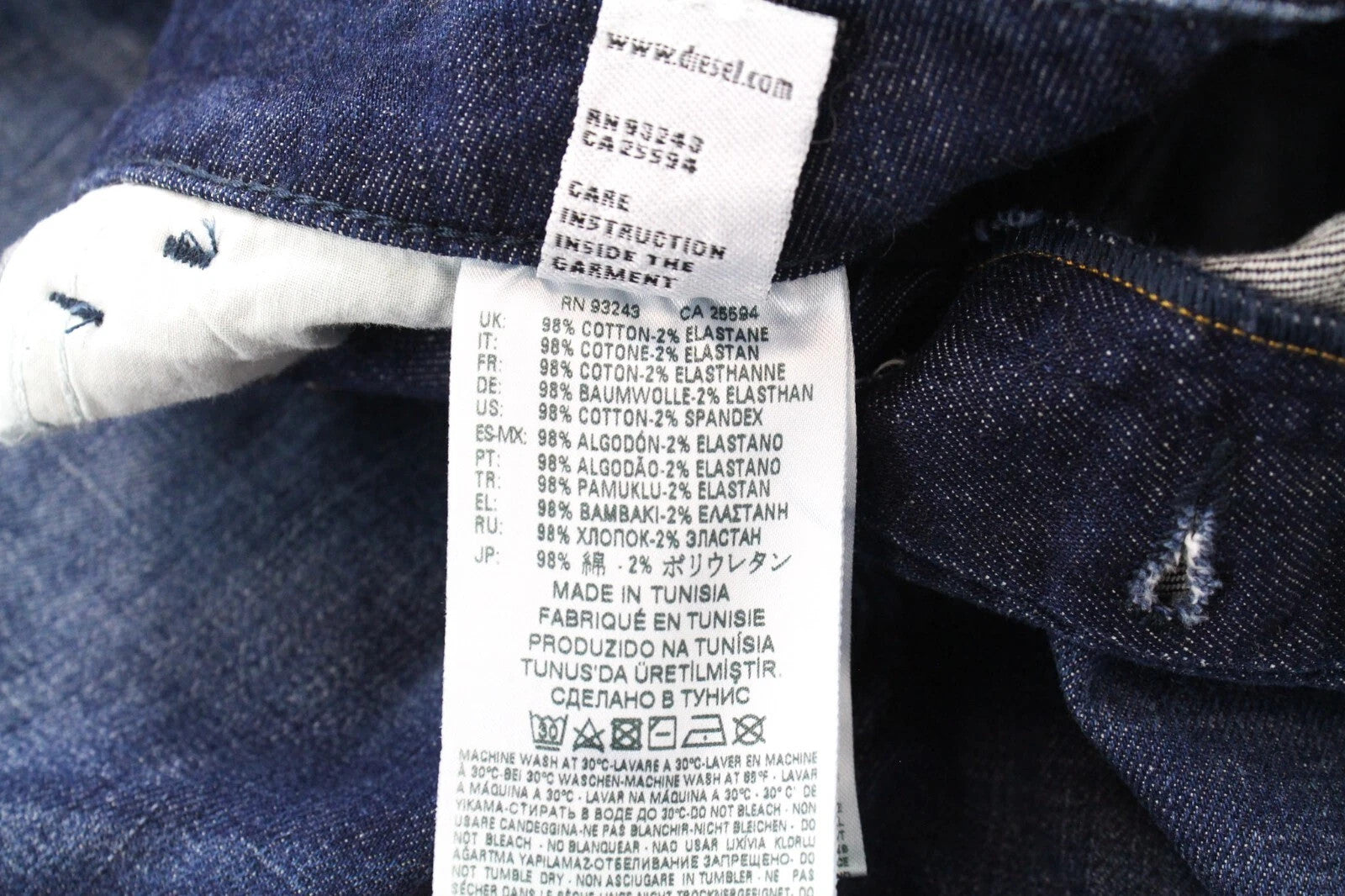 DIESEL D-Bazer 084GR vyriški siaurėjantys skalbti mėlyni medvilniniai tamprūs džinsai W29 L32 
