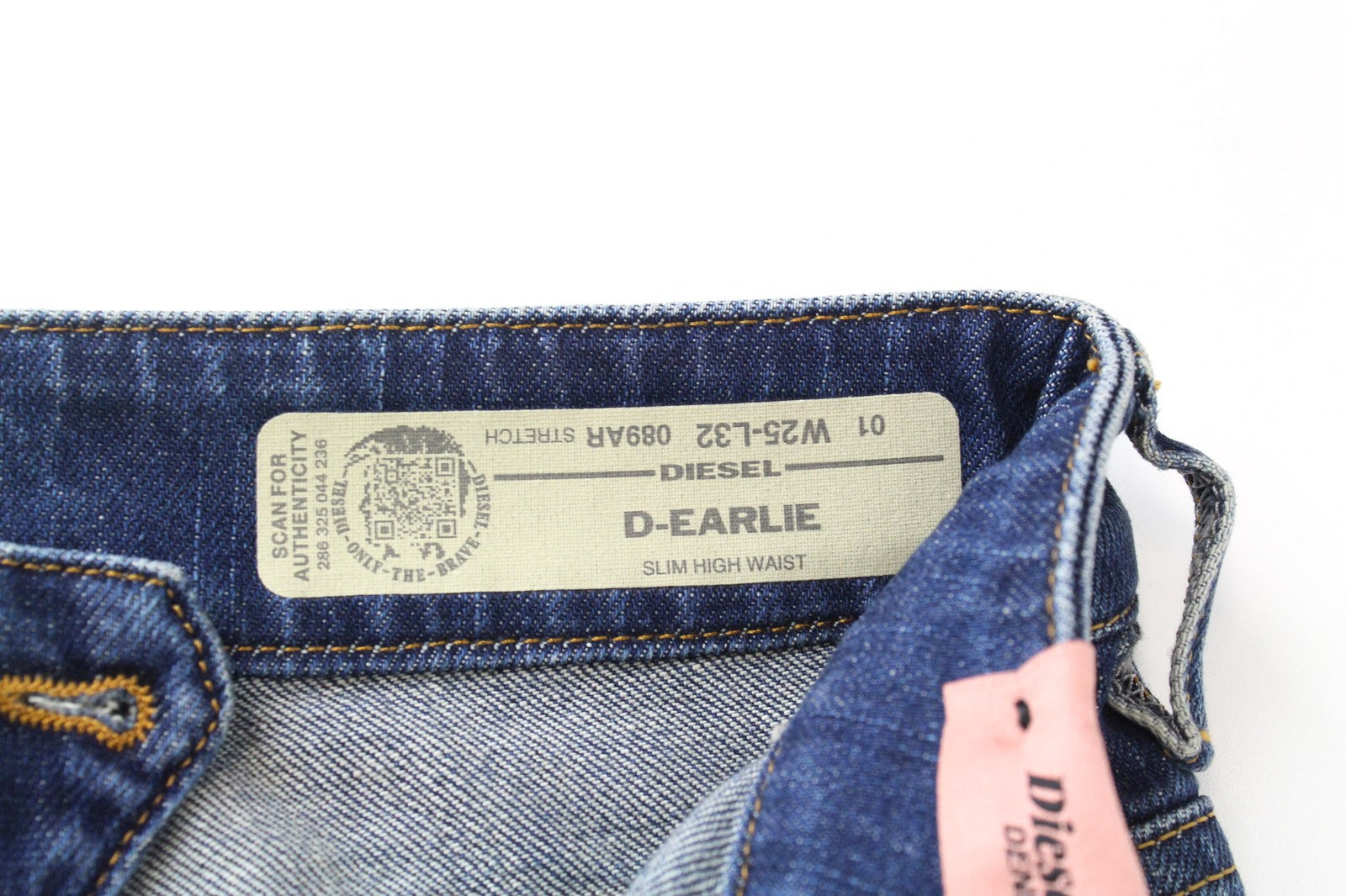 DIESEL D-Earlie 089AR Women's W25 L32 Cropped Stretch Blue Cotton Slim Jeans