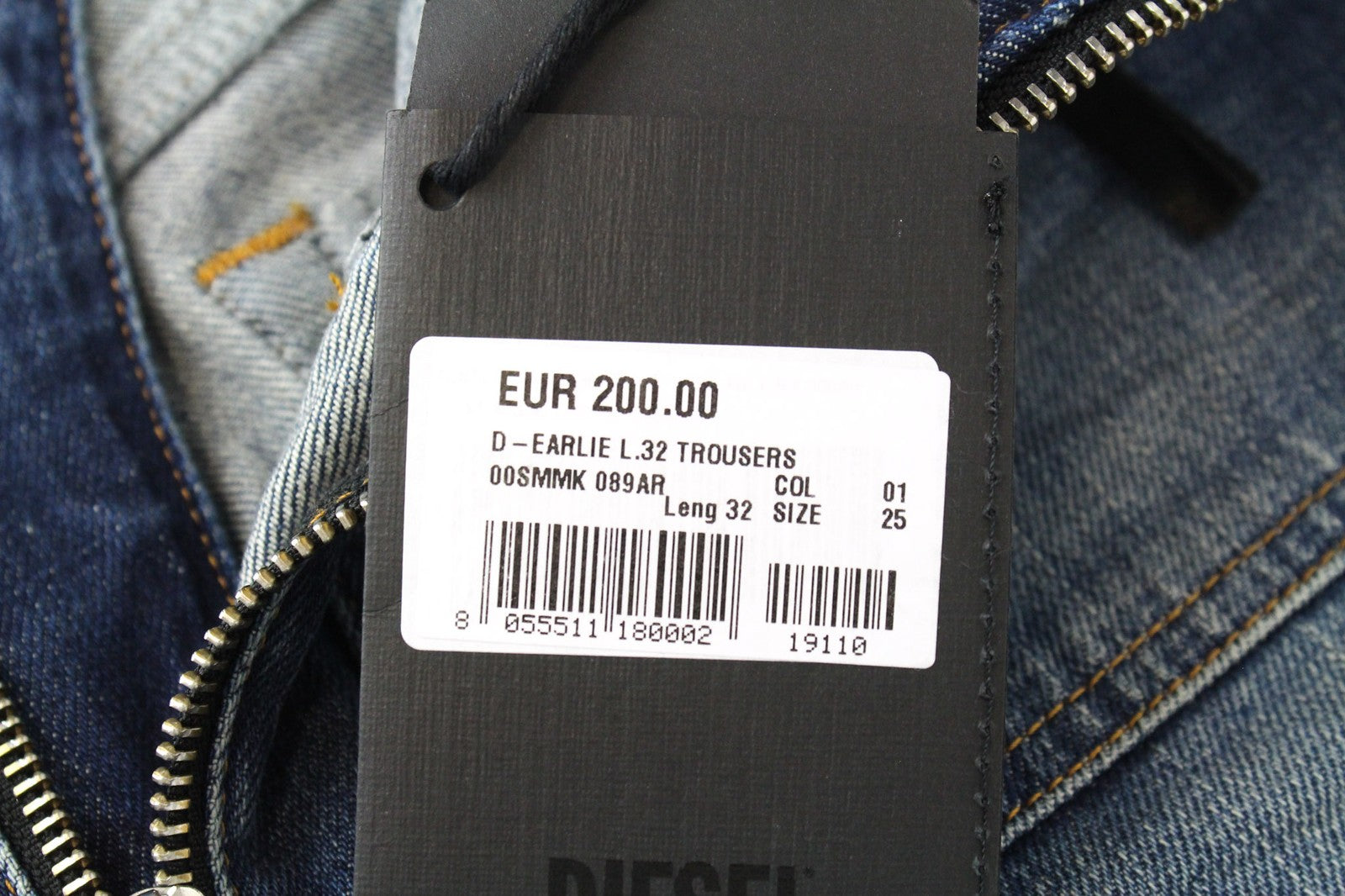 DIESEL D-Earlie 089AR Women's W25 L32 Cropped Stretch Blue Cotton Slim Jeans