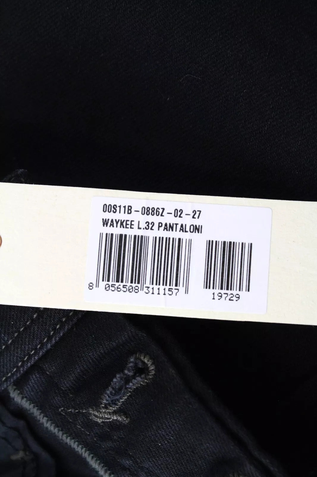 DIESEL Waykee 0886Z vyriški juodi tiesūs medvilniniai tamprūs džinsai W27 L32 berniukams 