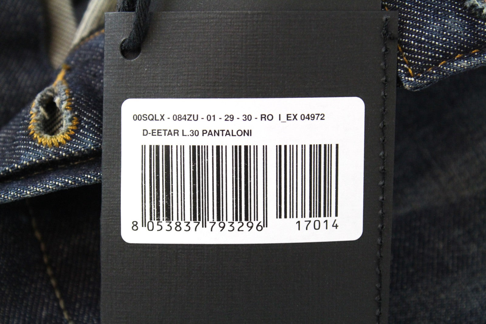 DIESEL D-Eetar 084ZU vyriški mėlyni W29 L30 medvilniniai siaurėjantys tamprūs džinsai 