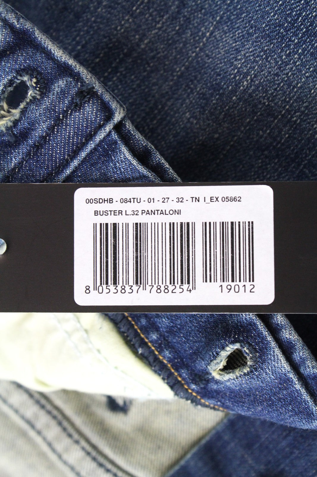 DIESEL Buster 084TU vyriški mėlyni medvilniniai tamprūs, siaurėjantys džinsai, W27 L32 