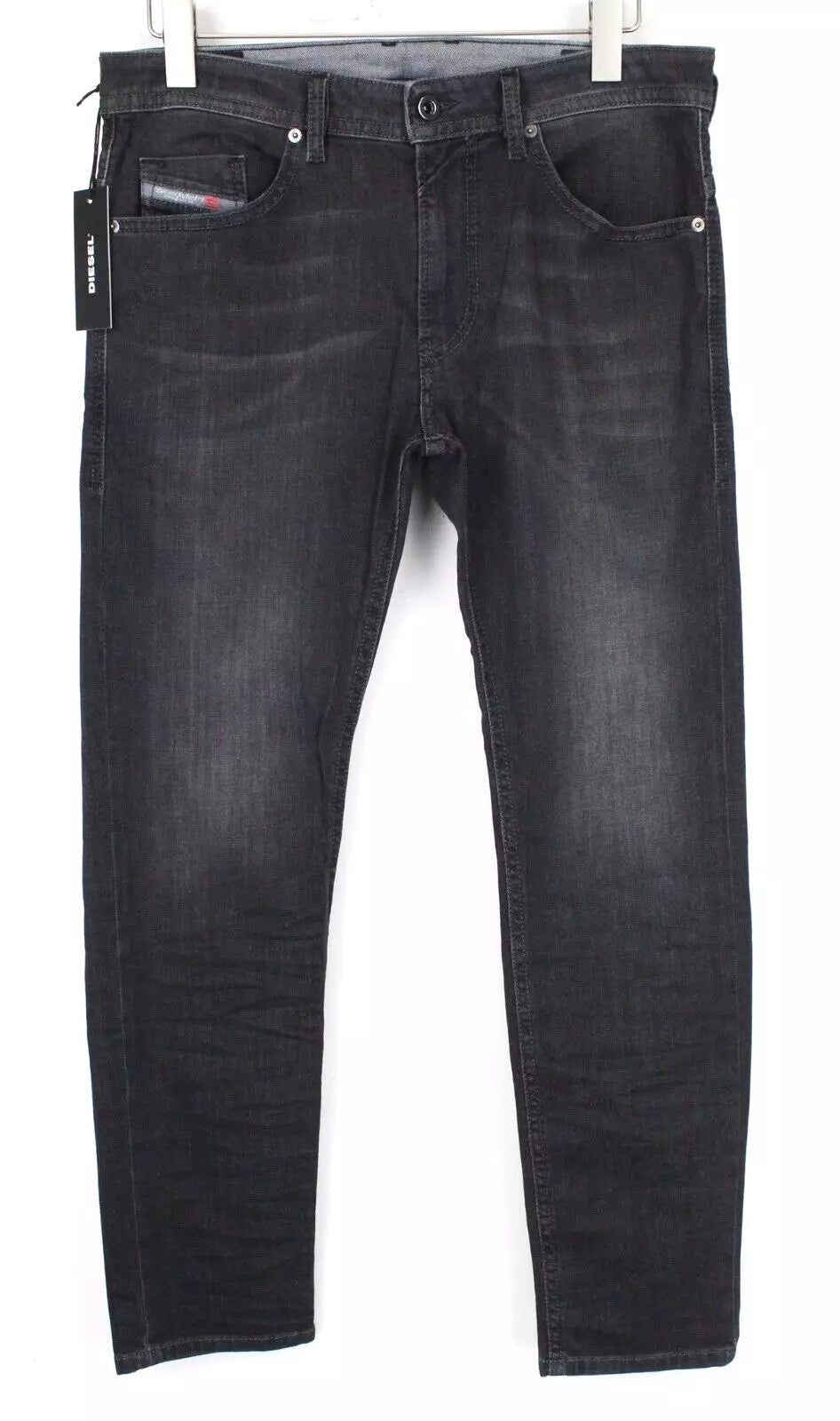 DIESEL Thommer 0687J vyriški W32 L30 Slim Skinny pilki medvilniniai džinsai, tamprūs 