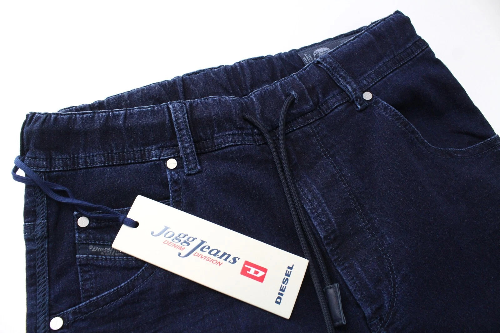 DIESEL Krooley-NE 0687D vyriški W26 sportiniai mėlyni tamprūs Jogg morkų formos džinsai Slim 