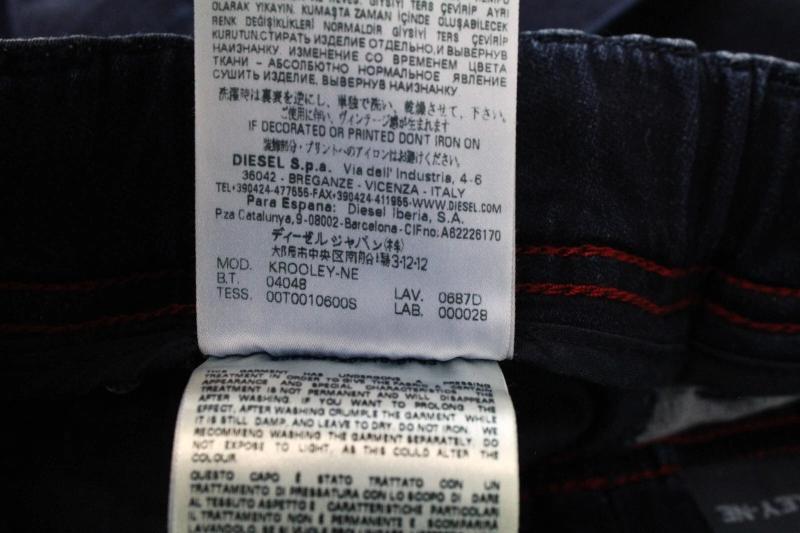 DIESEL Krooley-NE 0687D vyriški W26 sportiniai mėlyni tamprūs Jogg morkų formos džinsai Slim 