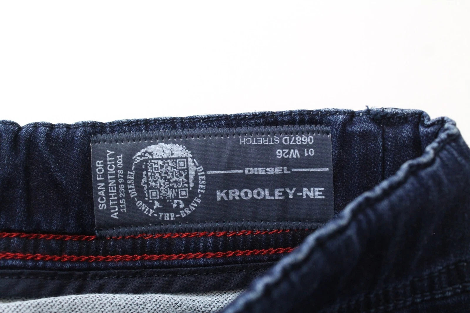 DIESEL Krooley-NE 0687D vyriški W26 sportiniai mėlyni tamprūs Jogg morkų formos džinsai Slim 