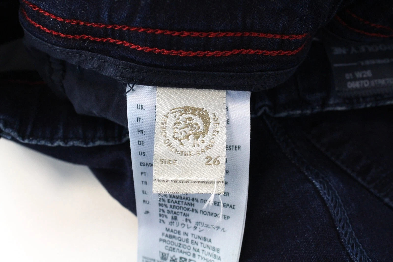 DIESEL Krooley-NE 0687D vyriški W26 sportiniai mėlyni tamprūs Jogg morkų formos džinsai Slim 