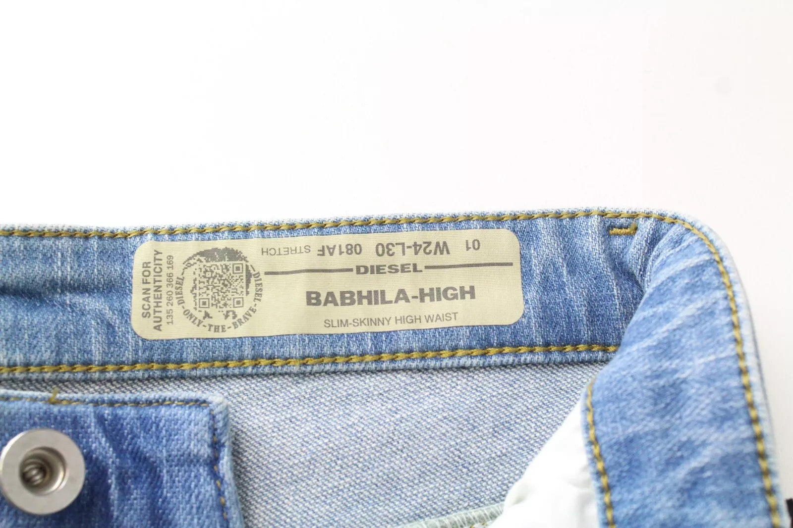 DIESEL Babhila-High 081AF Women's W24 L30 Distressed Skinny Blue Jeans Slim