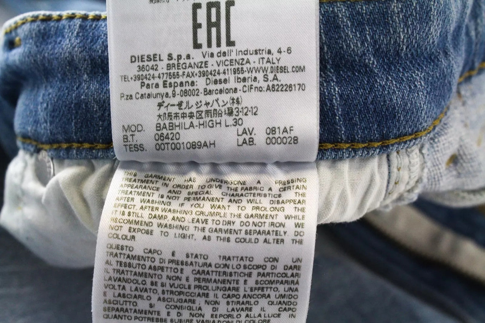 DIESEL Babhila-High 081AF Women's W24 L30 Distressed Skinny Blue Jeans Slim