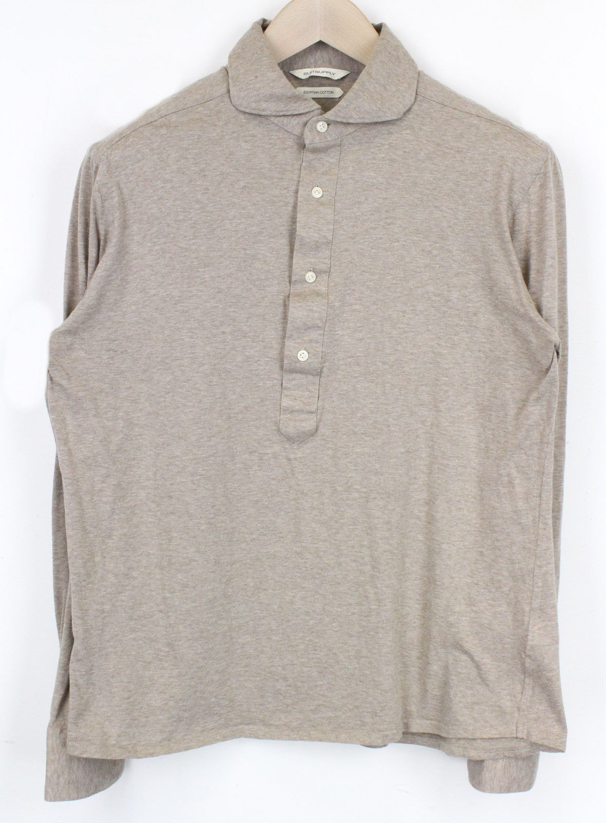 SUITSUPPLY vyriški iškirpti marškinėliai 41/16-42/16.5 ploni rudi laisvalaikio melanžo polo marškinėliai 