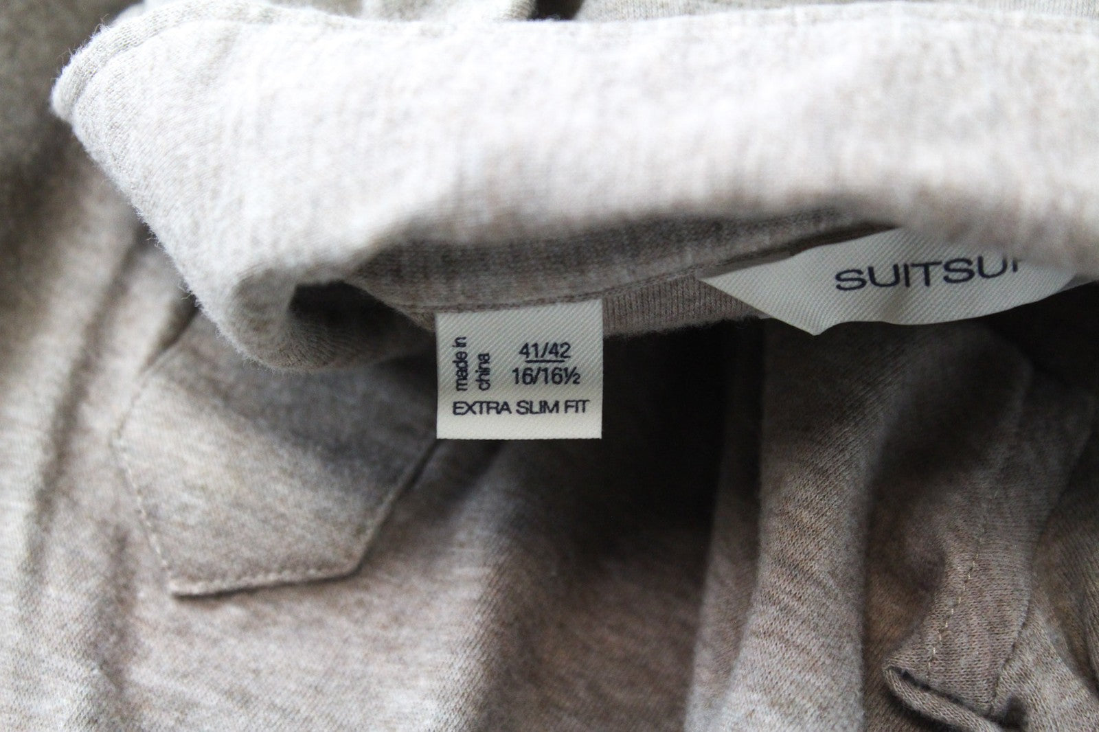 SUITSUPPLY vyriški iškirpti marškinėliai 41/16-42/16.5 ploni rudi laisvalaikio melanžo polo marškinėliai 