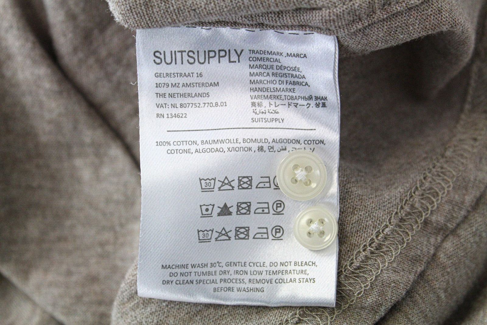 SUITSUPPLY vyriški iškirpti marškinėliai 41/16-42/16.5 ploni rudi laisvalaikio melanžo polo marškinėliai 