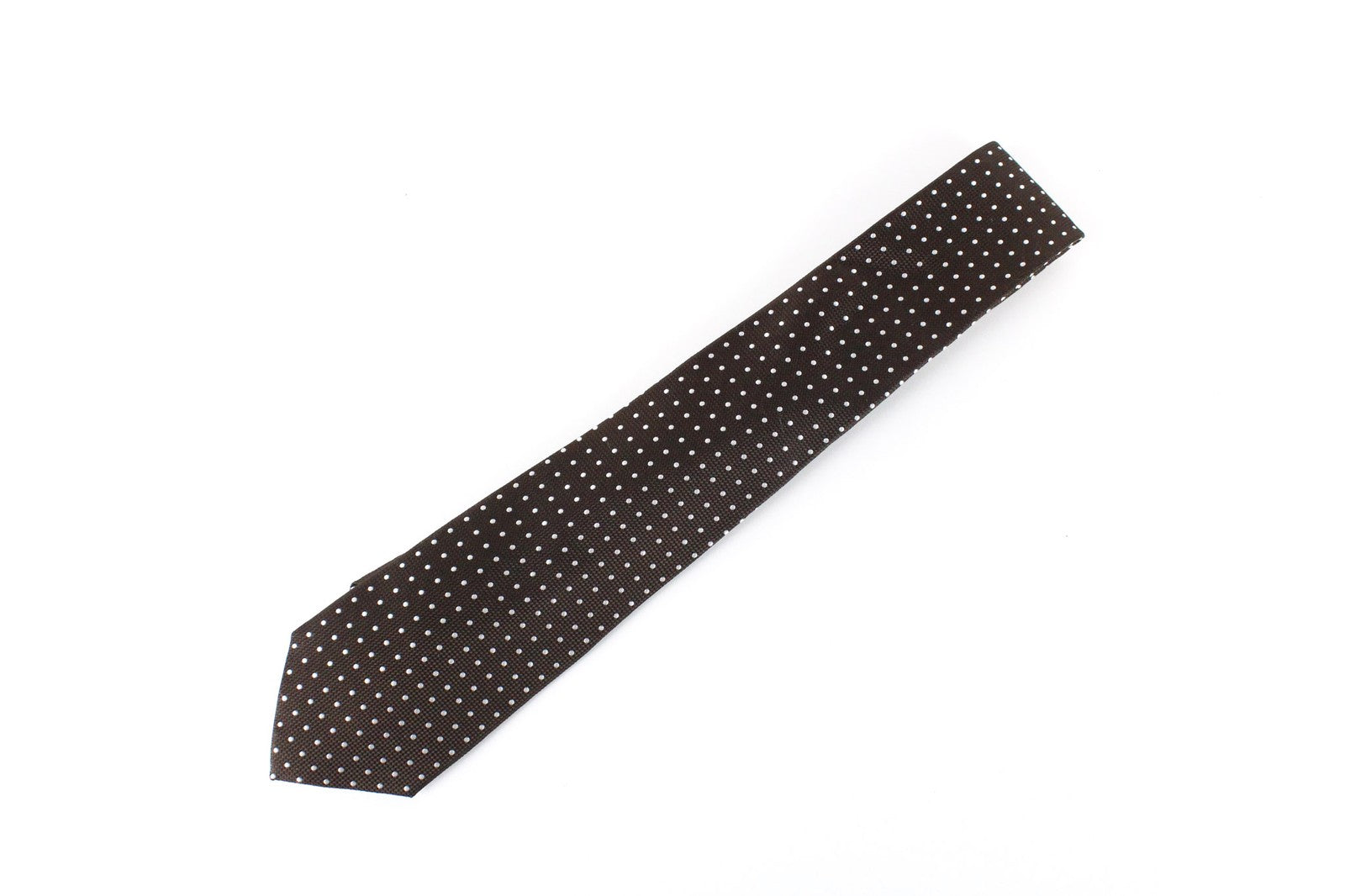 SUITSUPPLY Men's Tie 148x8 cm Brown Knit Silk Polka Dot Pointed-End