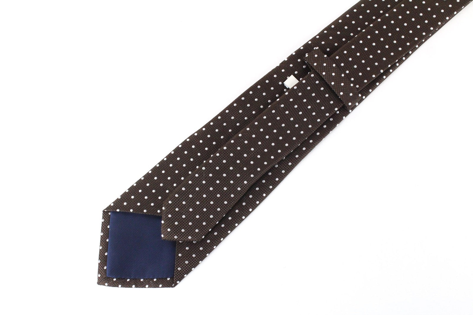 SUITSUPPLY Men's Tie 148x8 cm Brown Knit Silk Polka Dot Pointed-End