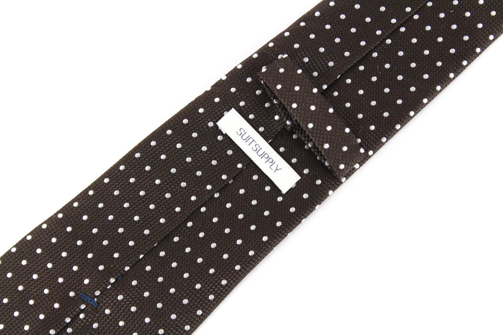 SUITSUPPLY Men's Tie 148x8 cm Brown Knit Silk Polka Dot Pointed-End