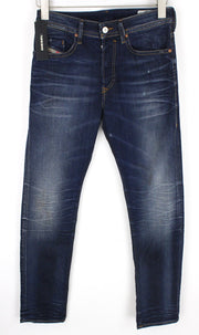 DIESEL Buster 069AH vyriški džinsai W27/L30 mėlyni, siaurėjantys, dirbtinio apnašų efekto 