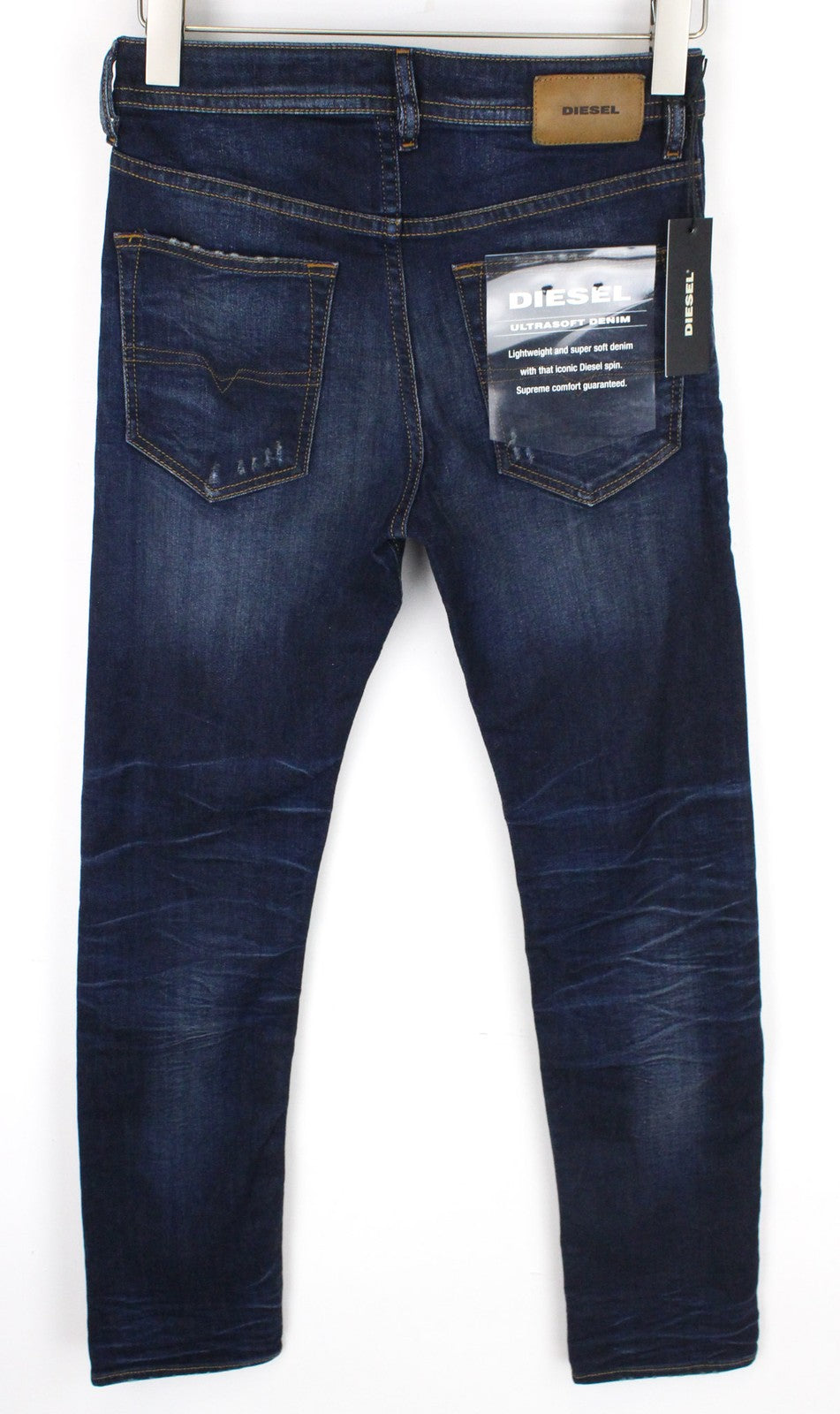 DIESEL Buster 069AH vyriški džinsai W27/L30 mėlyni, siaurėjantys, dirbtinio apnašų efekto 