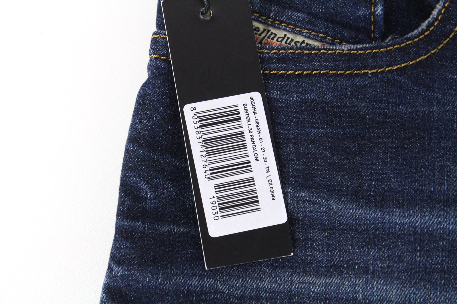 DIESEL Buster 069AH vyriški džinsai W27/L30 mėlyni, siaurėjantys, dirbtinio apnašų efekto 