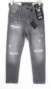 DIESEL D-Eetar 0890F vyriški džinsai W27/L30 pilki, plėšytos medvilnės, siaurėjančio kirpimo 