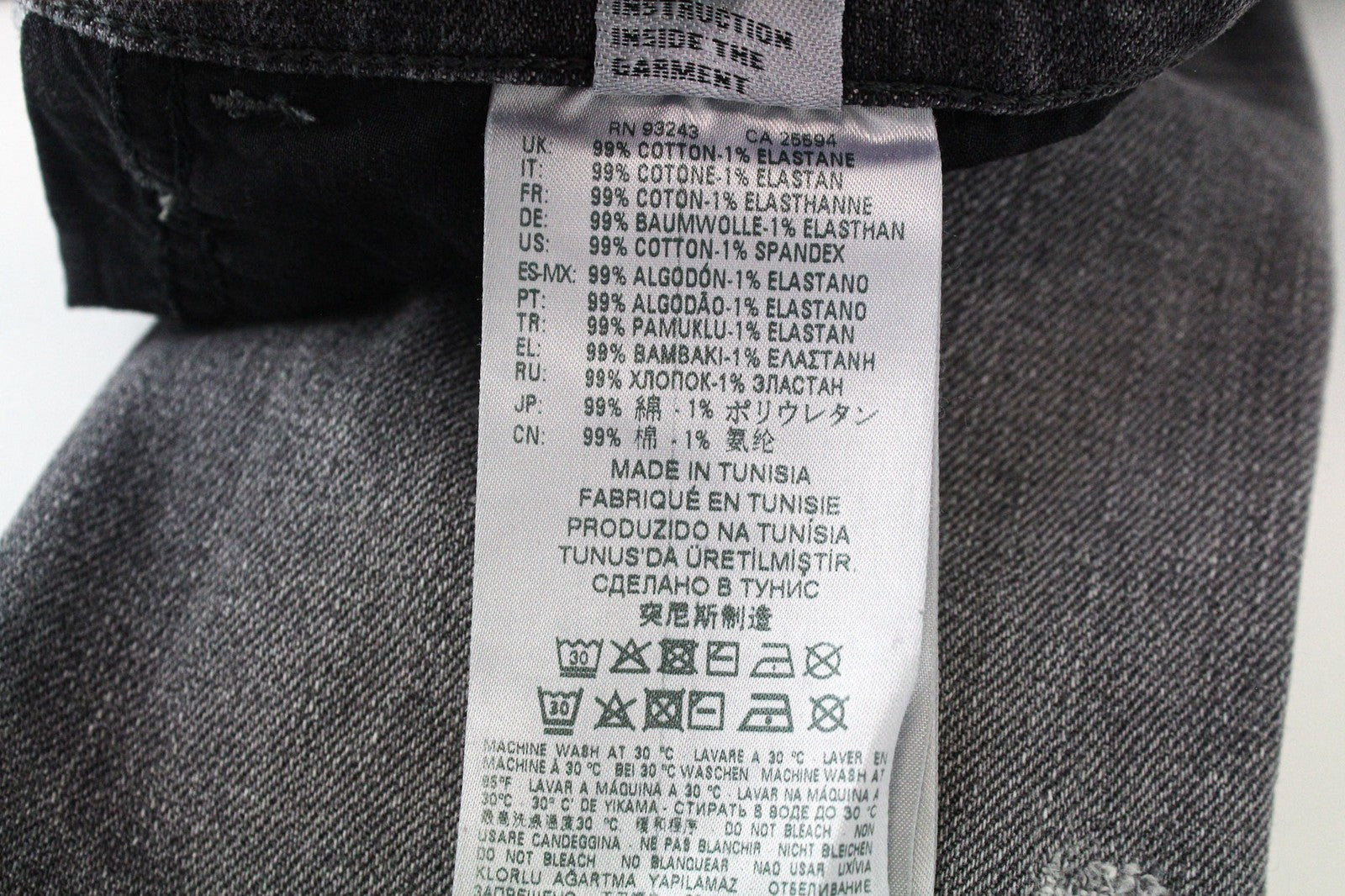 DIESEL D-Eetar 0890F vyriški džinsai W27/L30 pilki, plėšytos medvilnės, siaurėjančio kirpimo 