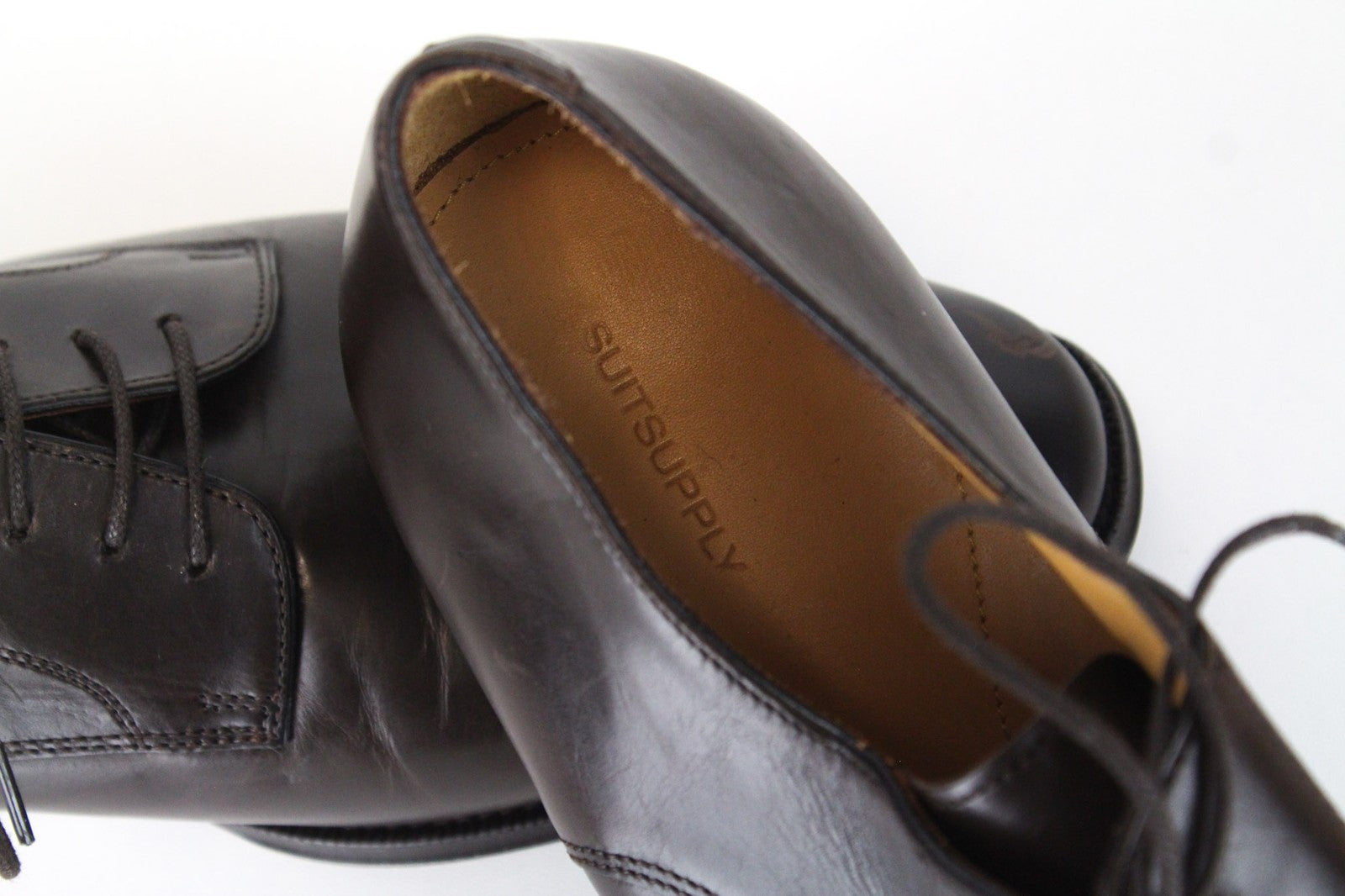 „SUITSUPPLY“ vyriški formalūs batai, EU44.5/UK10.5, oksfordo spalvos, tamsiai rudos spalvos, odiniai 