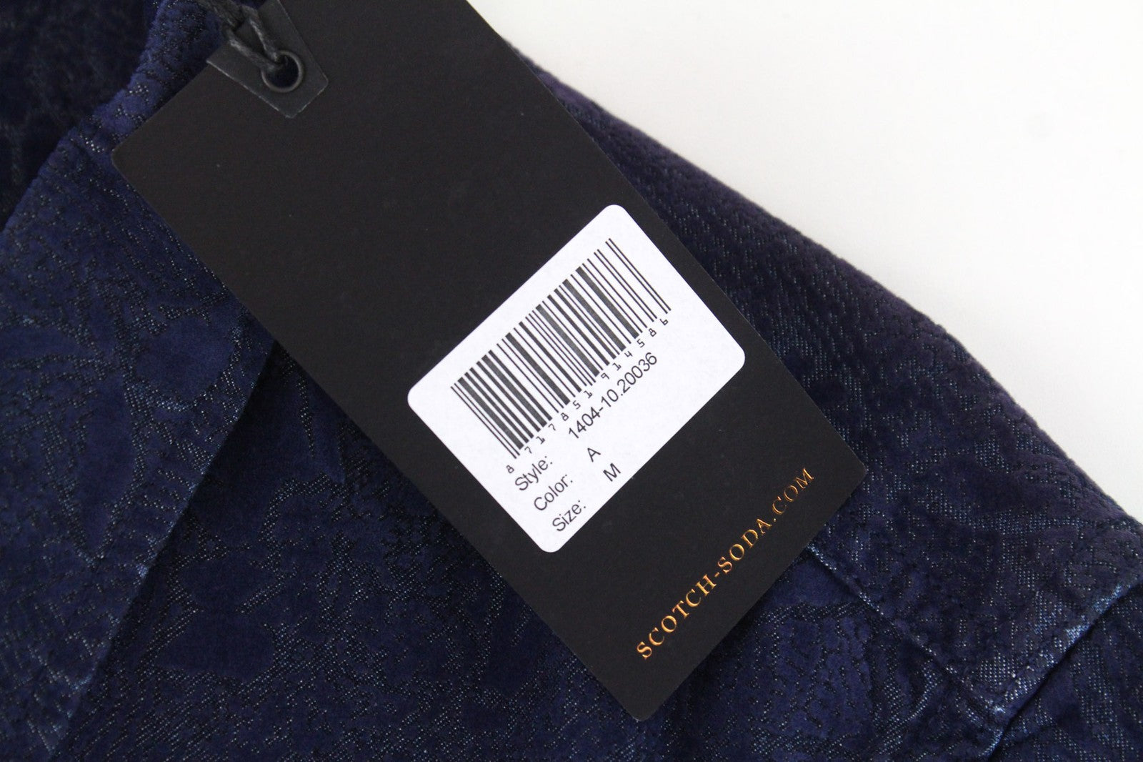 SCOTCH &amp; SODA vyriški M dydžio marškinėliai tamsiai mėlyni medvilniniai melanžo rašto klasikiniai marškinėliai