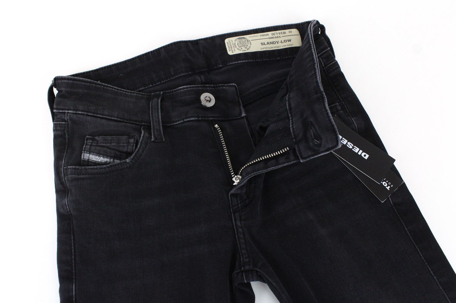 DIESEL Slandy-Low 069BU Women's Jeans W24/L30 Grey Skinny Stretch Cut