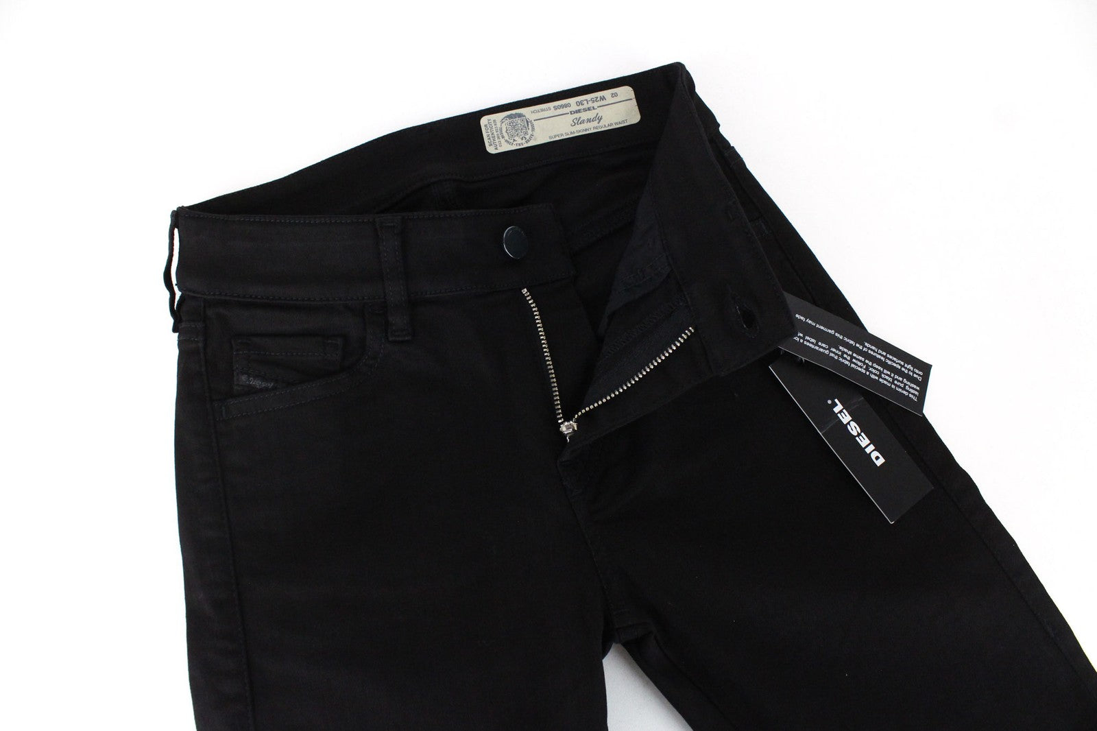 DIESEL Slandy 0860S Women's W25/L30 Skinny Stretch Black Super Slim Jeans