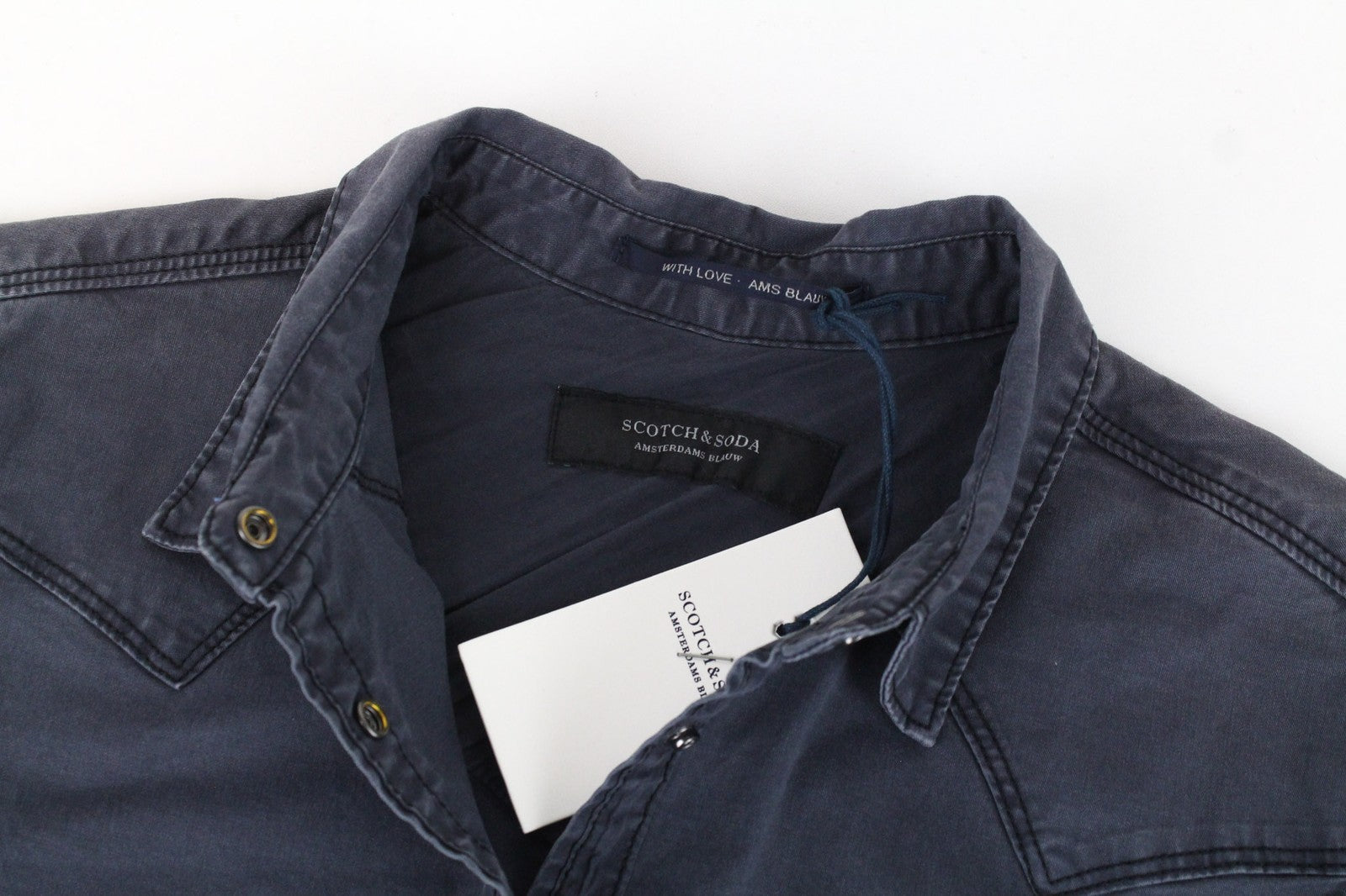 SCOTCH &amp; SODA vyriški marškinėliai ~S tamsiai pilki vakarietiško stiliaus ilgomis rankovėmis 